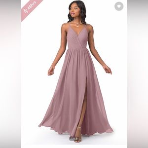Azazie dusty rose bridesmaid dress.